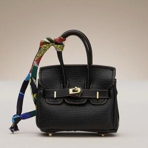 Micro Mini Leather Bag Bag Charm With Scarf - NEW